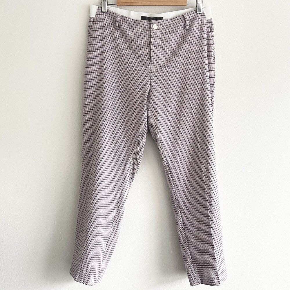 Pink Plaid Stretch Trousers Pants Women’s Size 32 Preppy Retro Academia Office
